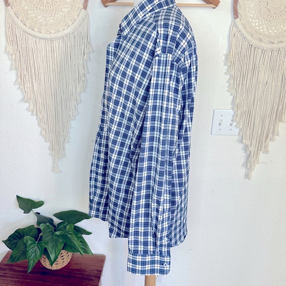 Lucky brand blue and white plaid men’s button up long sleeve shirt XL - Picture 3 of 6
